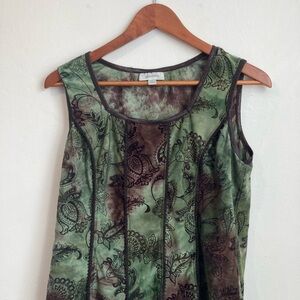 Dress Barn Green and Brown Sleeveless Top